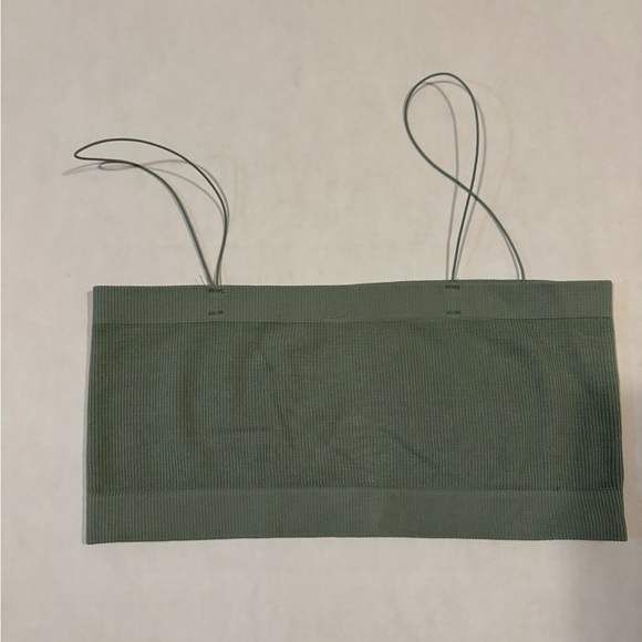 Green Women's Ribbed Crop Top - Picture 2 of 3